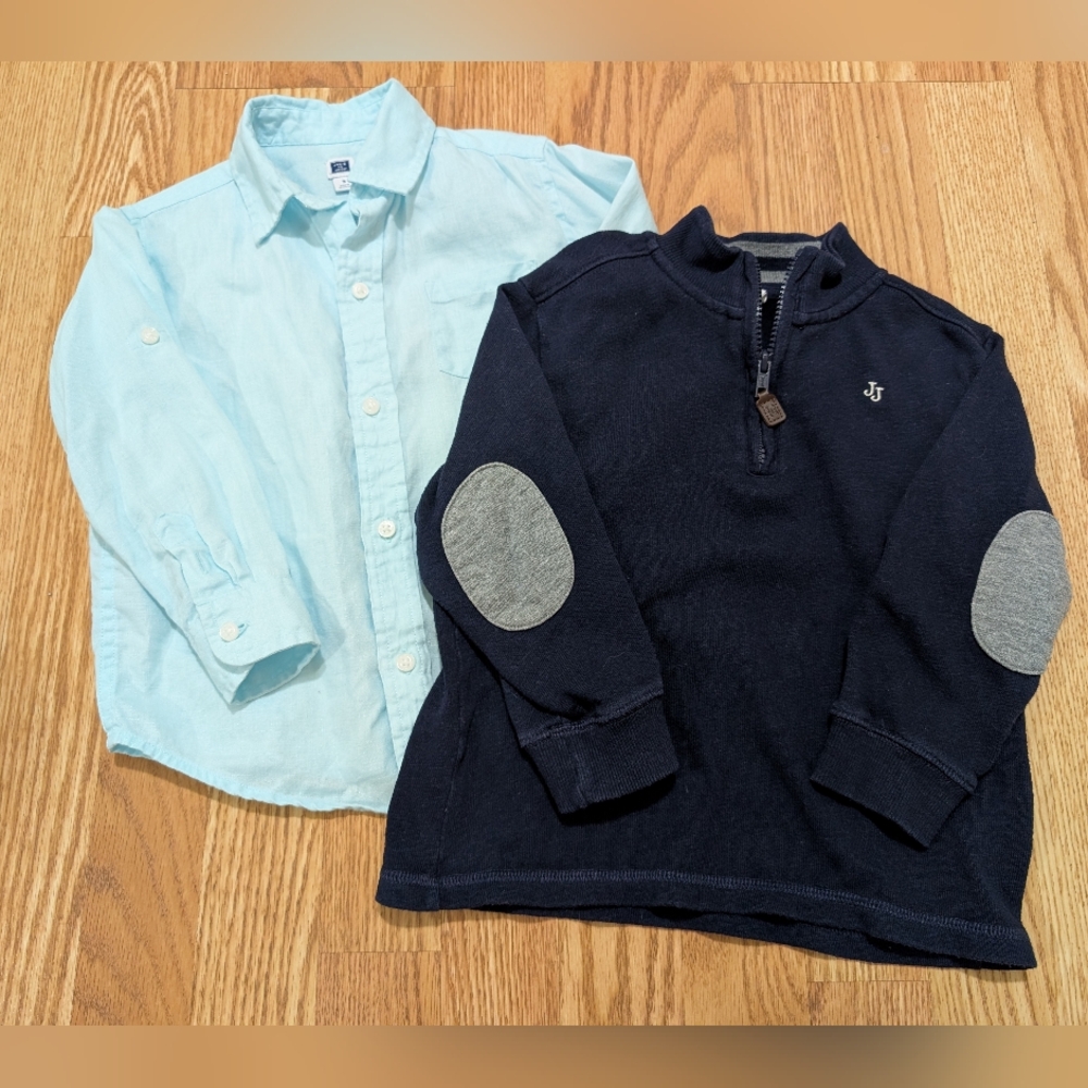 Janie and Jack Light Blue Linen Button Down Cotton Navy Sweater 3